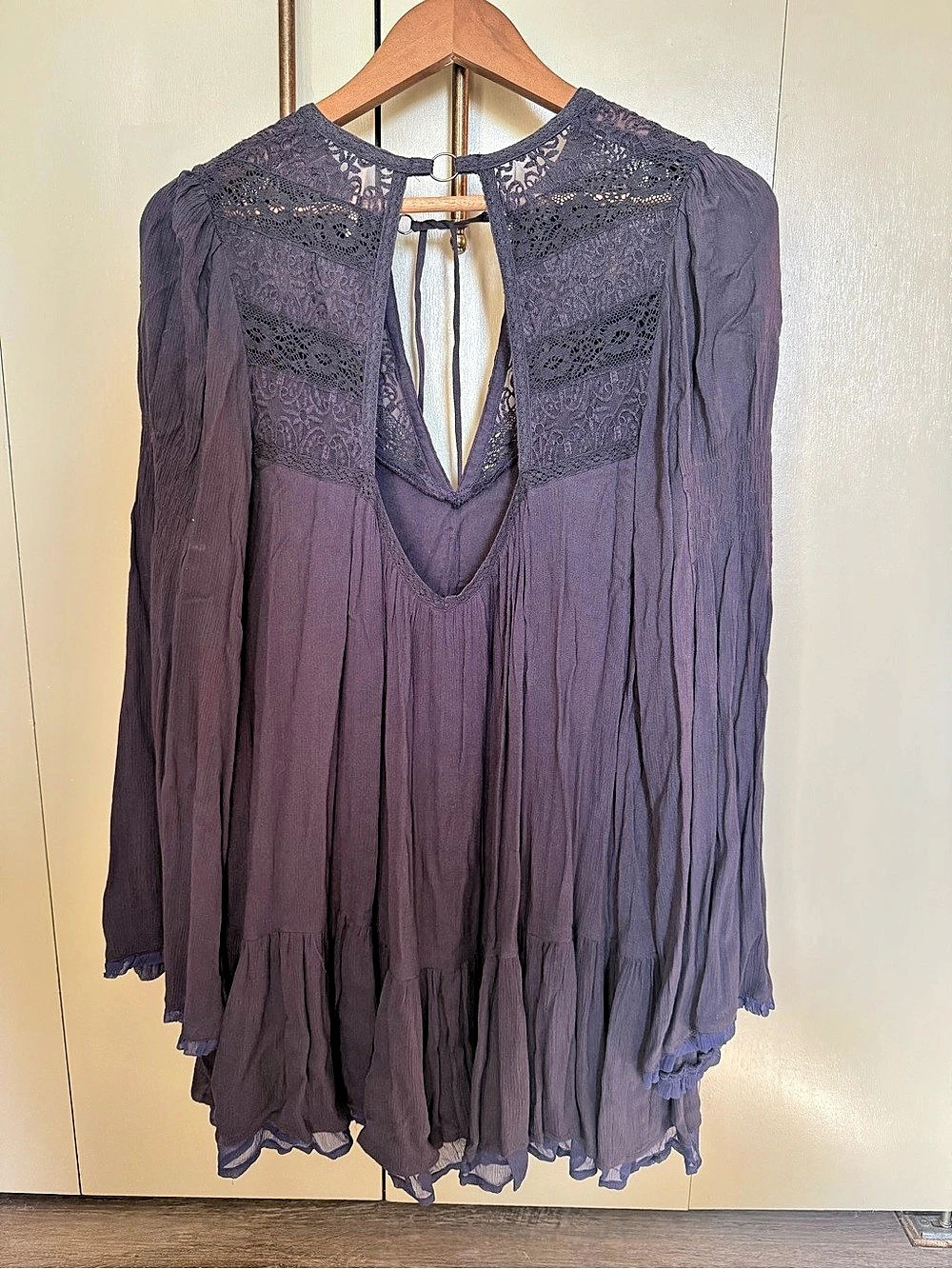 Free People One Night Victorian Tunic Mini Dress - Purple/Blue Size S - Picture 3 of 8